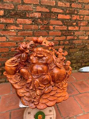 Tượng Di Lặc Ngồi Gánh Đào Gỗ Hương, Tượng Phật Di Lặc Ngồi Cùng Tam Tiểu Đồng Trên Núi Tiền Vàng
