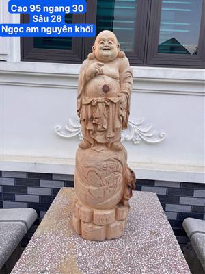 Tượng Di Lặc Dáng Đứng Gỗ Ngọc Am Nguyên Khối, Tượng Phật Di Lặc Hoan  Hỷ Gỗ Ngọc Am Để Mộc Thơm Nhiều Tinh Dầu