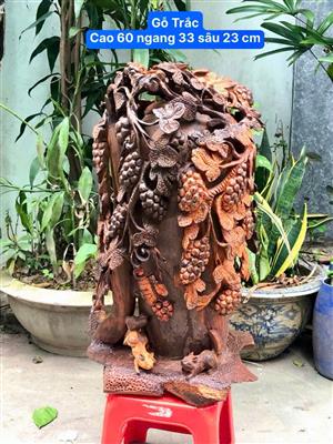 Bình Nho Sóc Phong Thuỷ Gỗ Trắc Việt Đục Tay Tứ Diện, Bình Nho Sóc Tài Lộc Gỗ Trắc