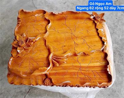 Khay Trà Lá Sen Gỗ Ngọc Am Siêu To, Khay Trà Gỗ Ngọc Am Nguyên Khối